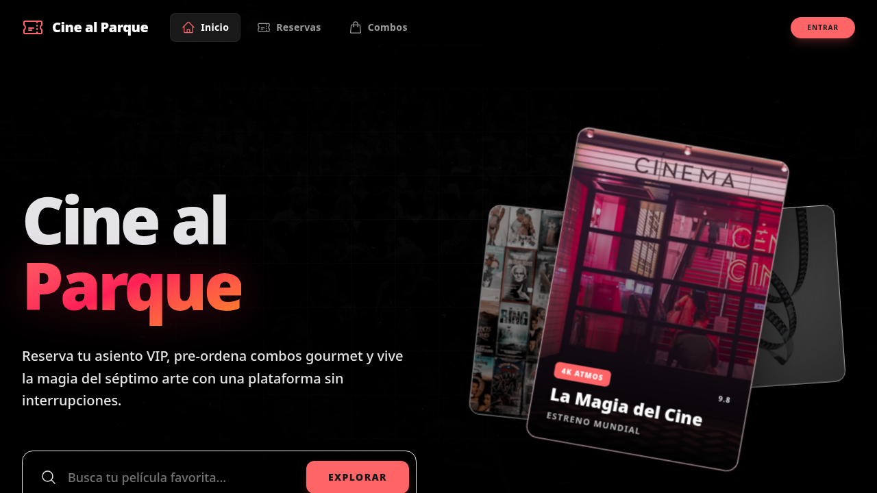 Captura de pantalla del proyecto cine-al-parque-